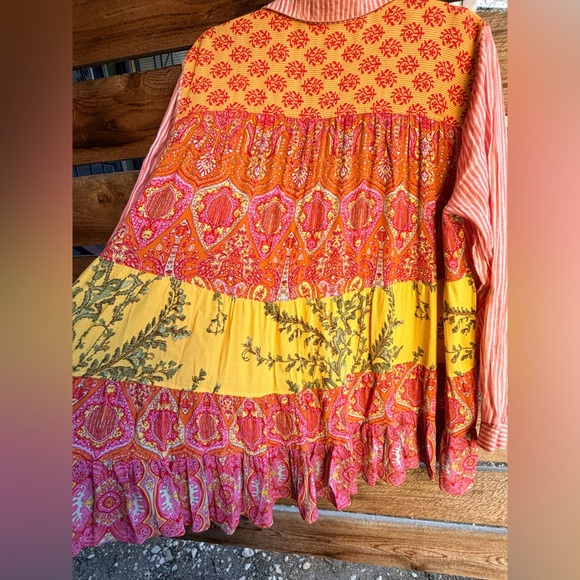 John Mark Coral and White Striped Top Boho ,cottagecore, coquette XL - Picture 5 of 8